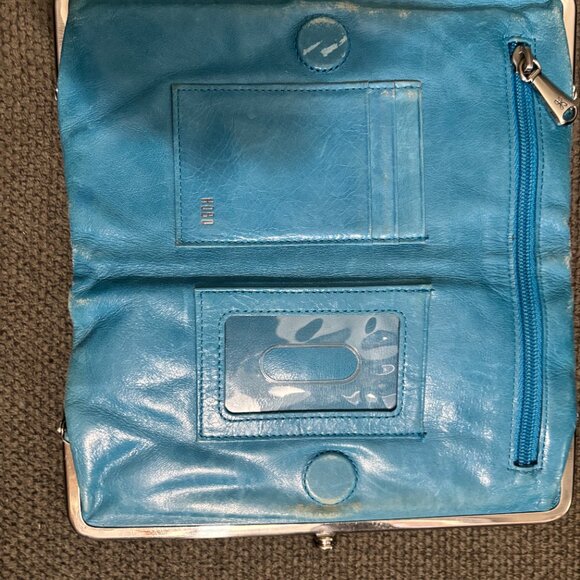 HOBO International Lauren Clutch Leather Wallet - Turquoise - Picture 2 of 9